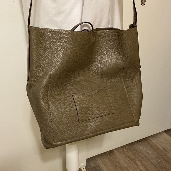 Michael Kors Junie Gray Pebble Leather Tote Purse Adjustable Strap Magnetic Tie - Picture 7 of 10